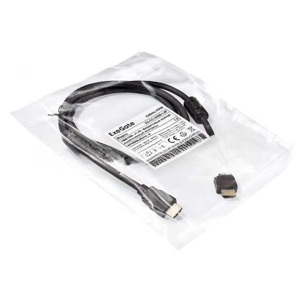 Кабель HDMI ExeGate EX-CC-HDMI-1.8F (19M/19M, 1,8м, v1.4b, ферритовые кольца, позолоченные контакты)