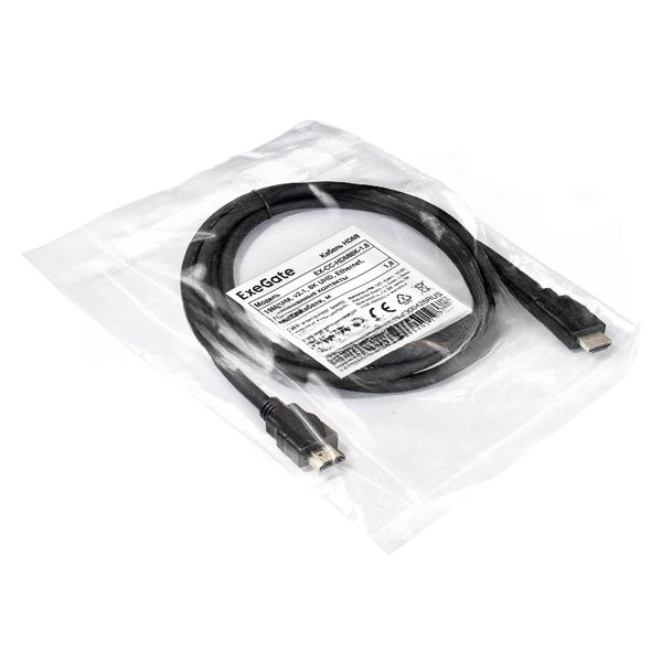 Кабель HDMI ExeGate EX-CC-HDMI8K-1.8 (19M/19M, v2.1, 1,8м, 8K UHD, Ethernet, позолоченные контакты)