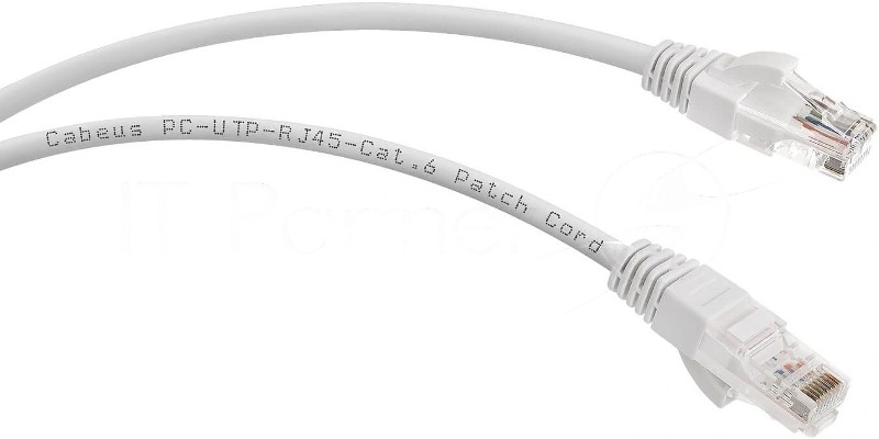Патч-корд Cabeus PC-UTP-RJ45-Cat.6-3m-WH-LSZH Патч-корд U/UTP, категория 6, 2xRJ45/8p8c, неэкранированный, белый, LSZH, 3м