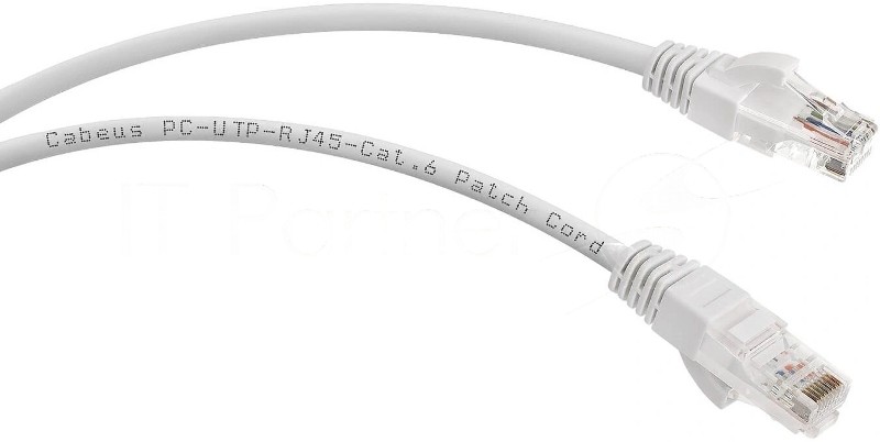 Патч-корд Cabeus PC-UTP-RJ45-Cat.6-2m-WH-LSZH Патч-корд U/UTP, категория 6, 2xRJ45/8p8c, неэкранированный, белый, LSZH, 2м