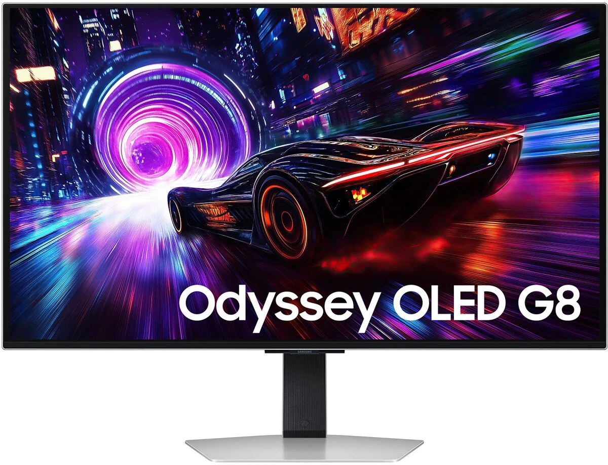 Монитор Samsung 32" Odyssey OLED G8 G81SF S32FG812SI OLED 16:9 3840x2160x240Hz 0,03ms 260cd 1М:1 1,07 млрд 178/178 DP; HDMI; USB3.2 Gen1 x2 Tilt Swiv HAS Pivot БП внешн VESA Silver