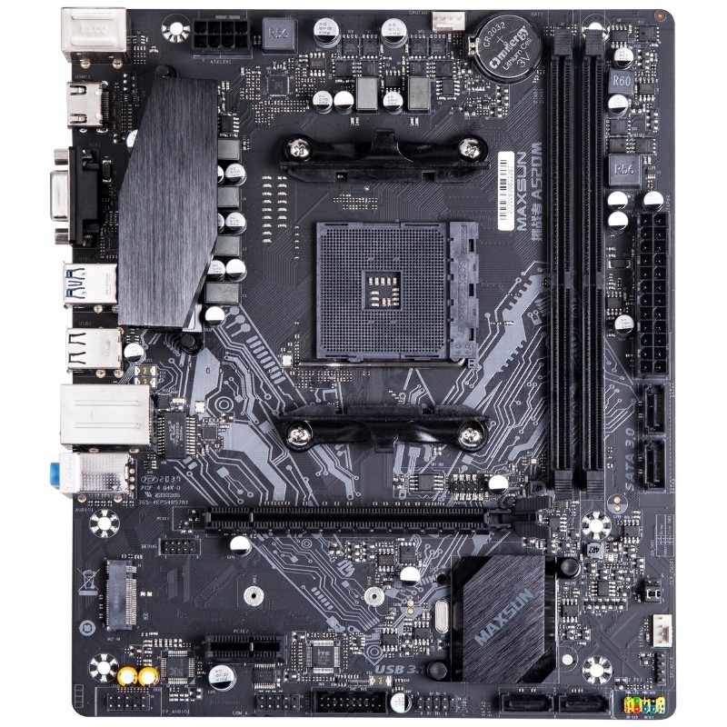 Материнская плата Maxsun MS-Challenger A520M, AM4, AMD A520, 2xDDR4, 4xSATA, 1xM.2, 1xPCIe 3.0 x16, 1xPCIe 3.0 x1, 1xVGA, 1xHDMI, 1x 1Gb LAN, 2xUSB 3.2 Gen1, 4xUSB 2.0, 3x3.5 мм, 5.1, microATX