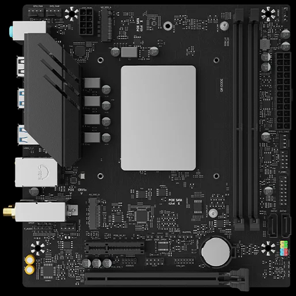 Материнская плата Maxsun MS-MoDT 230H D4 WIFI, SoC, Intel 230H SoC, 2xDDR4, 2xSATA, 1xPCIe 5.0 x16, 1xPCIe x4, 2xM.2, 1x 1Gb LAN, 4xUSB 3.2 Gen2, 6xUSB 2.0, 3x3.5 мм, 7.1, microATX
