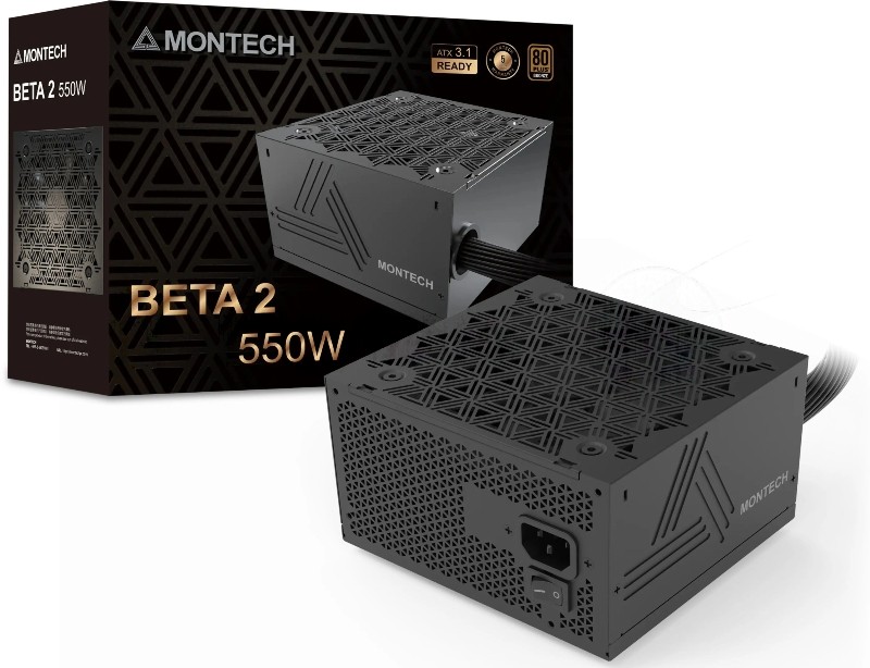 Блок питания Montech BETA 2 550W, 550Вт, 80+ Bronze, 120мм, немодульный, черный