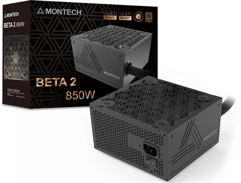 Блок питания Montech BETA 2 850W, 850Вт, 80+ Bronze, 120мм, немодульный, черный