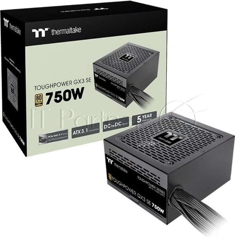 Блок питания Thermaltake Toughpower GX3 SE 750W, 750Вт, 80+ Gold, 120мм, немодульный, черный
