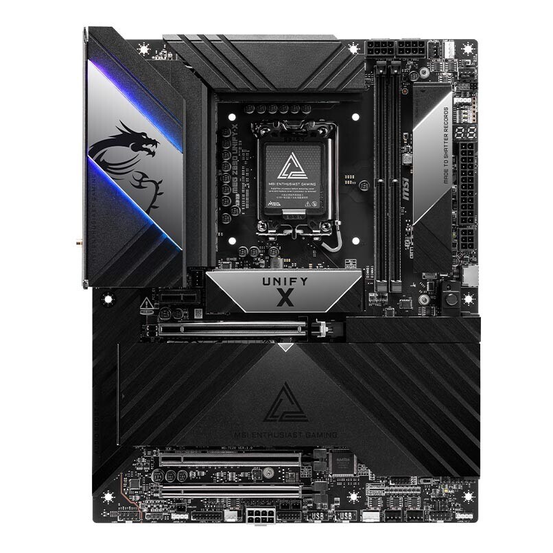 Материнская плата MSI MEG Z890 UNIFY-X, LGA1851, Intel Z890, 2xDDR5, 6xSATA, 6xM.2, 3xPCIe 5.0 x16, 1xPCIe 4.0 x1, 2xThunderbolt 4, 1x 5Gb LAN, 11xUSB (3xType-C), 3x3.5 мм, 7.1, ATX