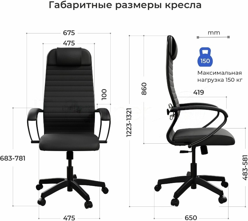 Кресло Метта ErgoLife Set 27 черный ткань/эко.кожа с подголов. крестов. пластик пластик черный