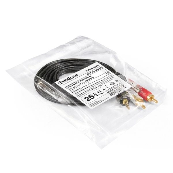 Кабель аудио ExeGate EX-CCA-458-1.8 (3.5mm Jack M/2xRCA M, 1,8м, позолоченные контакты)