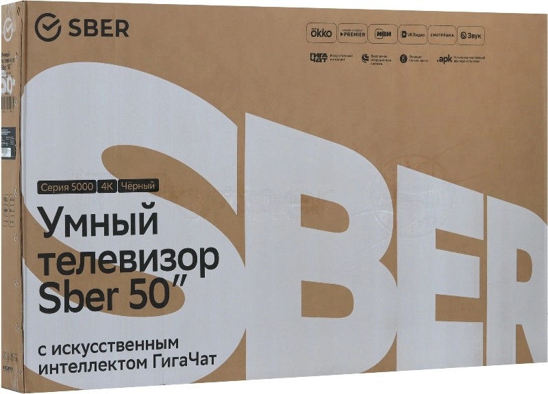 Телевизор Sber 50" SDX-50U5500DBB черный DLED UHD 60Hz Smart TV Салют ТВ 2GB/8GB