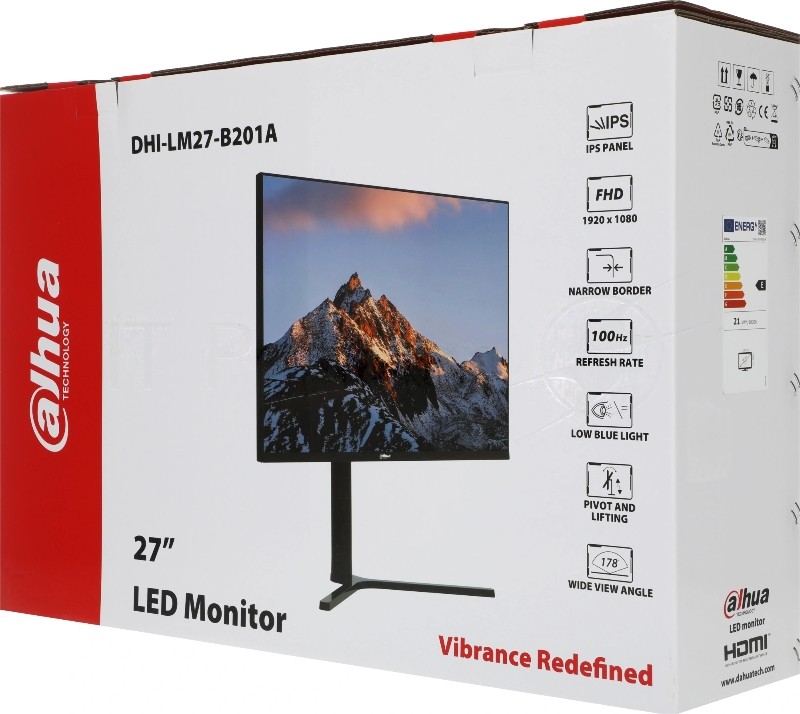Монитор Dahua 27" DHI-LM27-B201AYS черный IPS LED 5ms 16:9 HDMI M/M матовая 1000:1 250cd 178гр/178гр 1920x1080 100Hz VGA FHD 3.84кг
