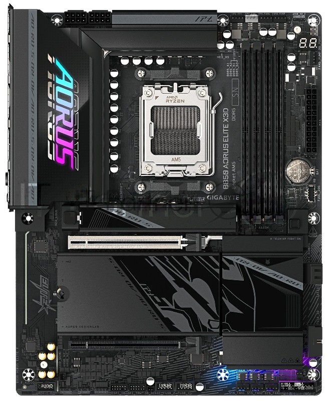 Материнская плата Gigabyte B850 AORUS ELITE X3D, AM5, AMD B850, 4xDDR5, 2xSATA, 4xM.2, 1xPCIe 5.0 x16, 1xPCIe 4.0 x4, 1xHDMI, 1x 5GbE LAN, 2xUSB 3.2 Gen 2 Type-C, 2xUSB 3.2 Gen 2 Type-A, 4xUSB 3.2 Gen 1, 4xUSB 2.0,