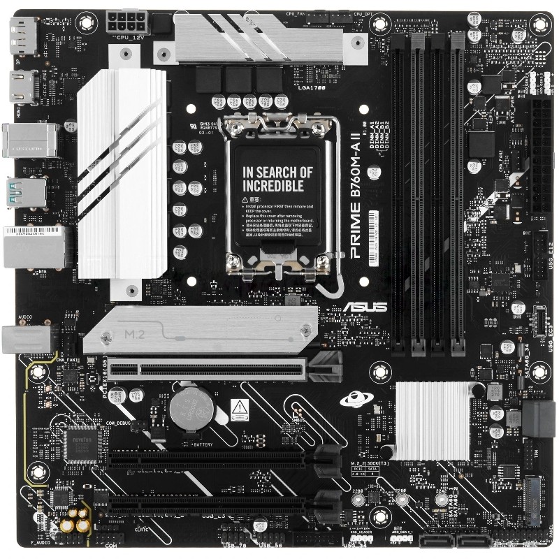 Материнская плата ASUS PRIME B760M-A II-CSM, LGA1700, Intel B760, 4xDDR5, 4xSATA 6Gb/s, 2xM.2, 1xPCIe 5.0 x16, 1xPCIe 4.0 x16 (x4), 1xPCIe 4.0 x16 (x1), 1xDisplayPort, 1xHDMI, 1x 2.5Gb LAN, 2xUSB 3.2 Gen 2 Type-A, 4xUSB 2.0 Type-A, 3x3.5 мм, 7.1, microATX
