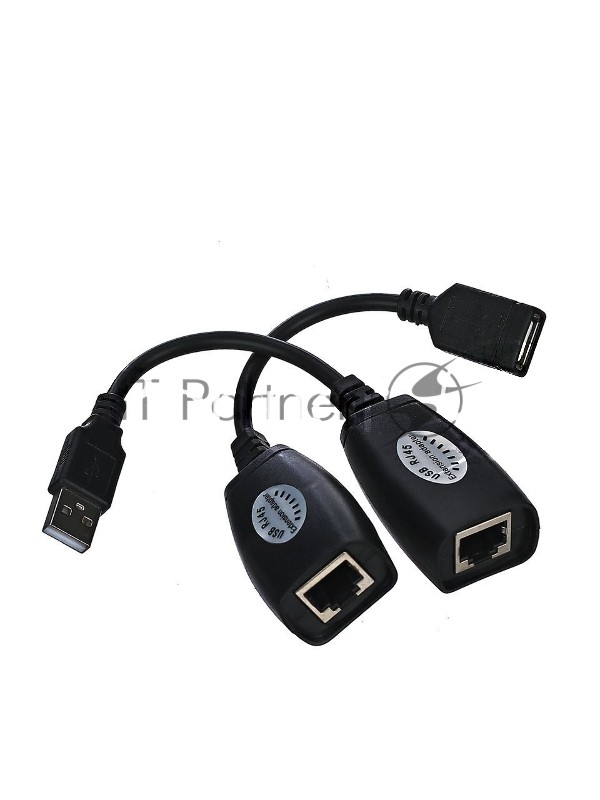 Кабель AM/AF удлинитель USB по витой паре VCOM (AM/RJ45-RJ45/AF) до 45m CU824
