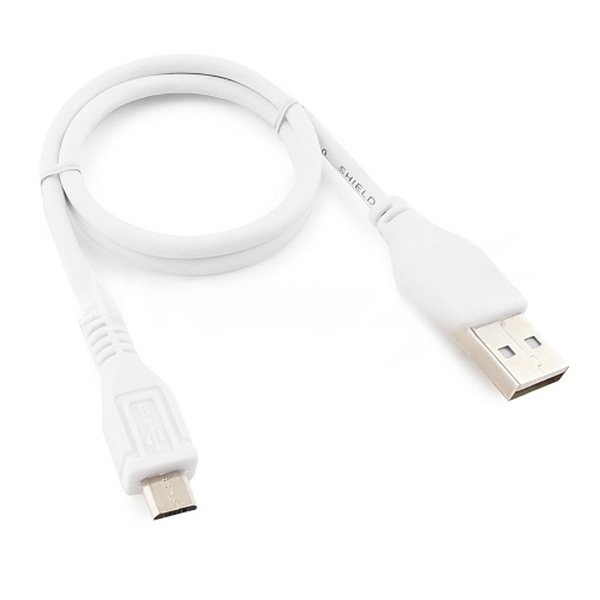Кабель Gembird/Cablexpert AM/microBM 5P, 0.5м, экран, белый, пакет