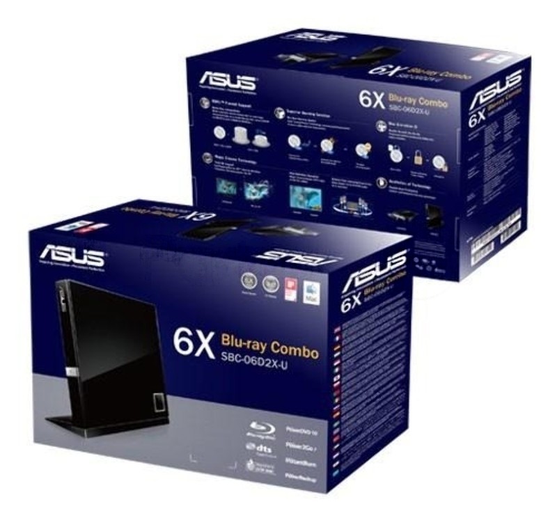Оптический привод Blu-Ray Asus SBC-06D2X-U/BLK/G/AS черный USB slim внешний RTL