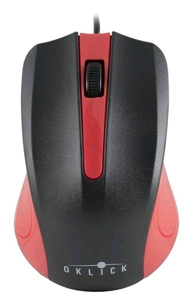 Мышь проводная Oklick 225M черный/красный, 1200 dpi, USB, кнопки - 3