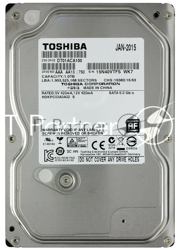 Жесткий диск HDD Toshiba DT01ACA 1Tb 7200rpm SATA 32Mb 3.5"