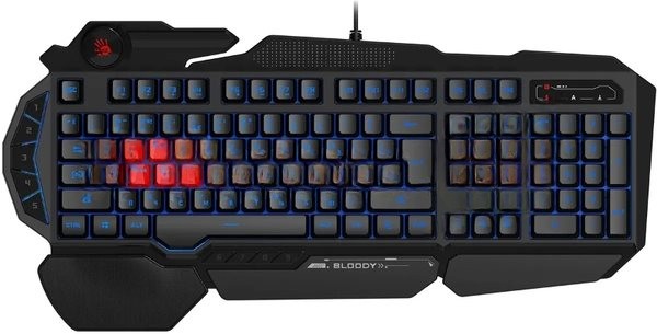 Клавиатура A4Tech Bloody B318 черный USB Multimedia Gamer LED (подставка для запястий)