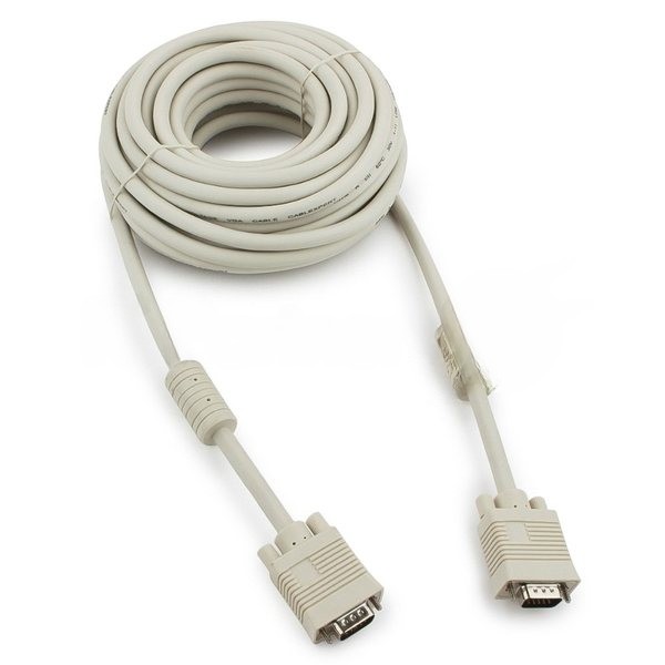 Кабель Gembird/Cablexpert VGA Premium, 15M/15M, 10м, серый, тройной экран, феррит.кольца