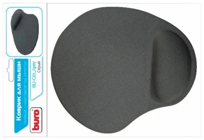 Коврик для мыши гелевый Buro BU-GEL/grey, серый, 230х205х25