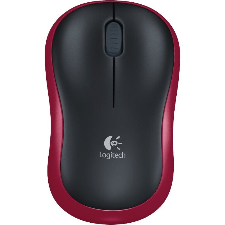 Мышь беспроводная Logitech M185, красный, 1000 dpi, радиоканал, USB, кнопки - 3