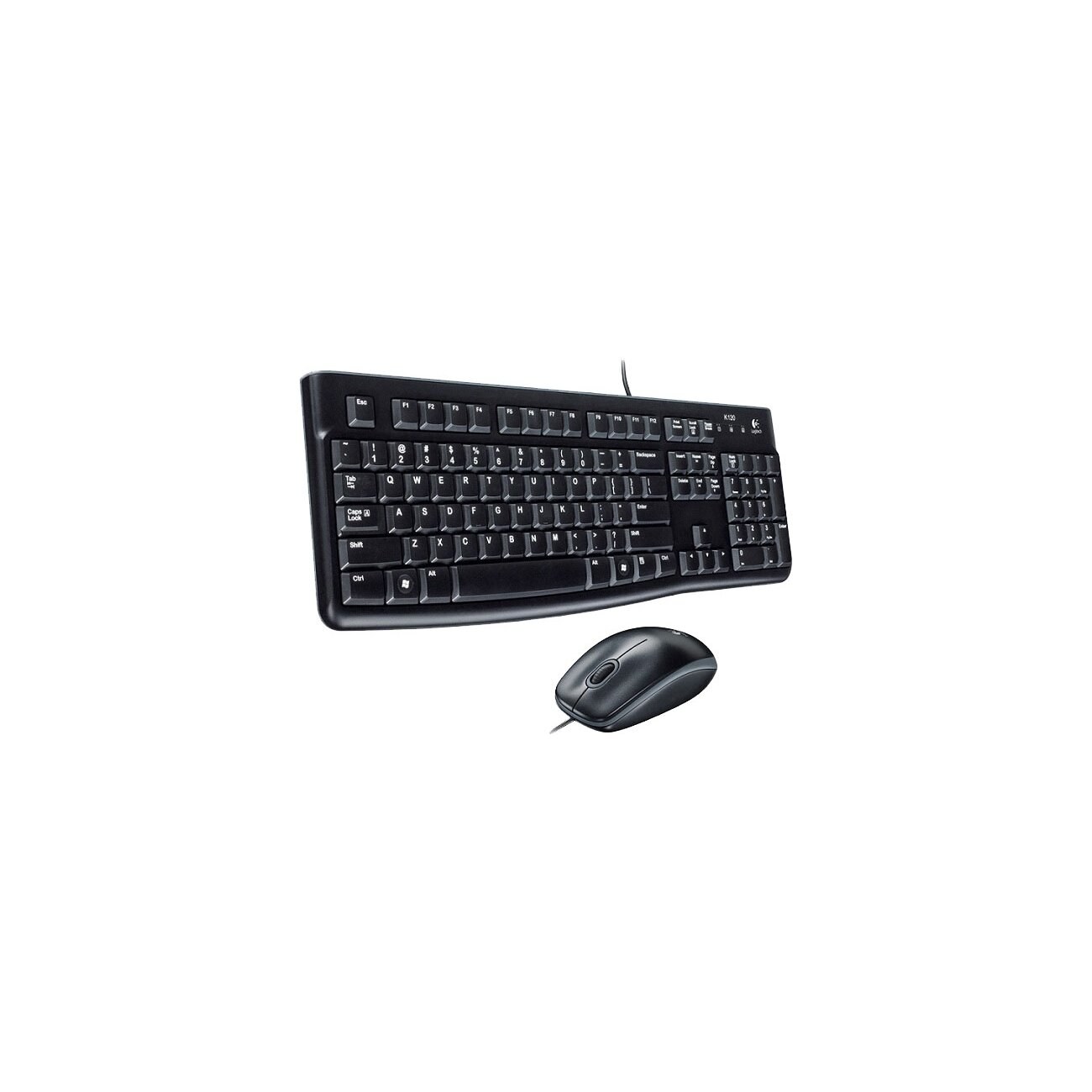 Комплект клавиатура+мышь Logitech MK120 проводной, USB, 1000 DPI, чёрный(заводская гравировка)