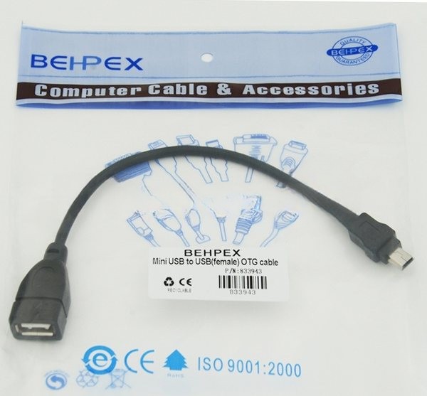 Кабель USB Behpex OTG USB(f)/miniUSB (0.2м)