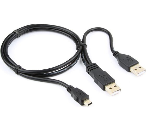 Кабель Gembird/Cablexpert USB 2.0 Pro, 2xAM/miniBM 5P, 0.9м, экран, черный