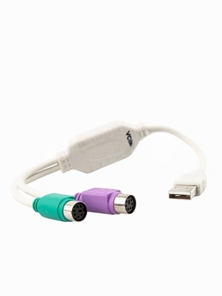 Кабель AM-2xPS/2 0.1м VCOM USB->2xPS/2 (адаптер для подключения PS/2 клавиатуры и мыши к USB порту), VUS7057