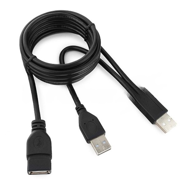 Кабель удлинитель USB 2.0 2xAM/AF 1.8м Gembird PRO, позол.конт., черный, пакет