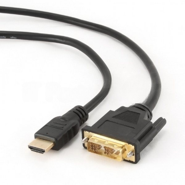 Кабель HDMI-DVI Cablexpert CC-HDMI-DVI-15, 19M/19M, single link, медь, позол.разъемы, экран, 4.5м, черный, пакет