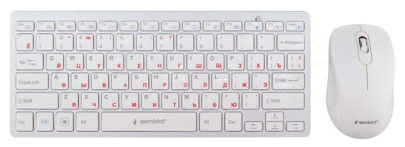 Комплект клавиатура+мышь Gembird KBS-7001-RU беспроводной, USB, 1600 DPI, белый