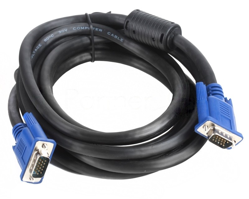 Кабель VGA 3м AOpen 2 фильтра, монитор-SVGA card 15M-15M, ACG341AD-3M