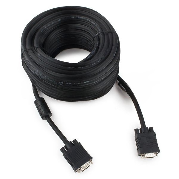 Кабель Gembird/Cablexpert VGA Premium, 15M/15M, 20м, черный, тройной экран,феррит.кольца