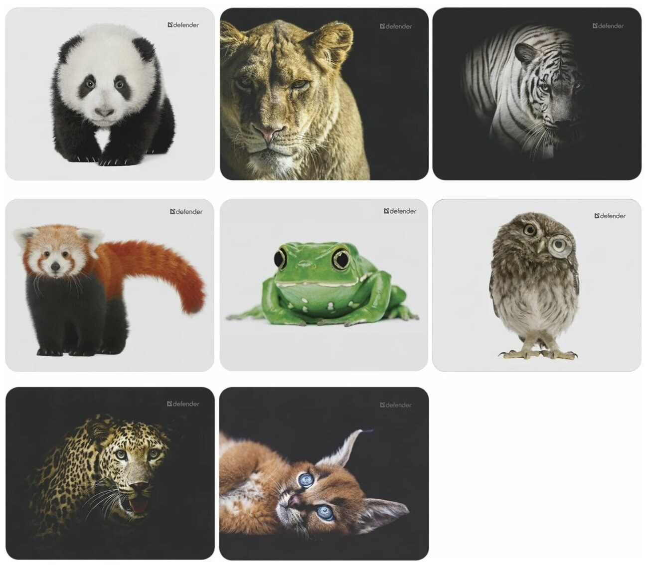 Коврик для мыши Defender Wild Animals и, 220x180x2 мм, 8 видов