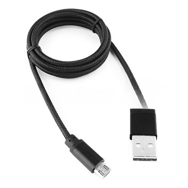 Кабель Gembird USB 2.0 Cablexpert AM/microBM 5P, 1м, нейлоновая оплетка, алюминиевые разъемы, черный, пакет