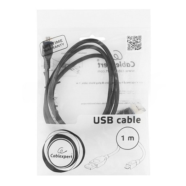 Кабель USB2.0 Pro Cablexpert CCP-mUSB2-AMBM-1M, AM/microBM 5P, 1м, экран, черный, пакет