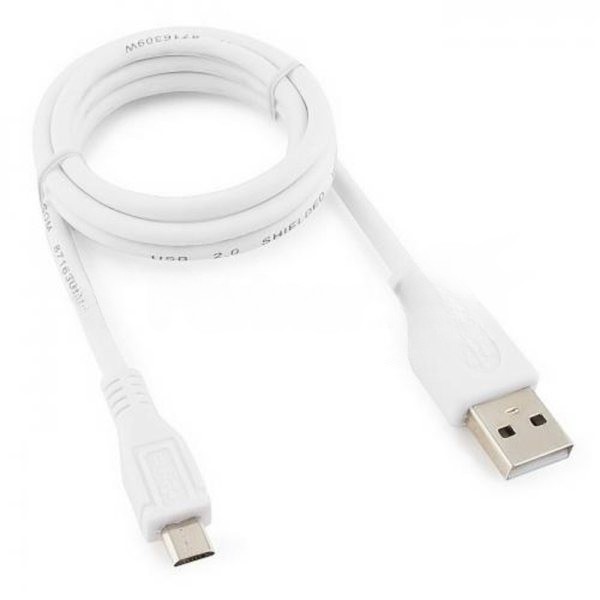 Кабель USB2.0 Pro Cablexpert CCP-mUSB2-AMBM-W-1M, AM/microBM 5P, 1м, экран, белый, пакет