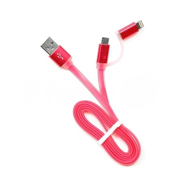 Кабель USB2.0 Cablexpert CC-mAPUSB2pk1m, AM/microBM 5P - iPhone lightning, 1м, комбо кабель, алюминиевые разъемы, розовый, блистер