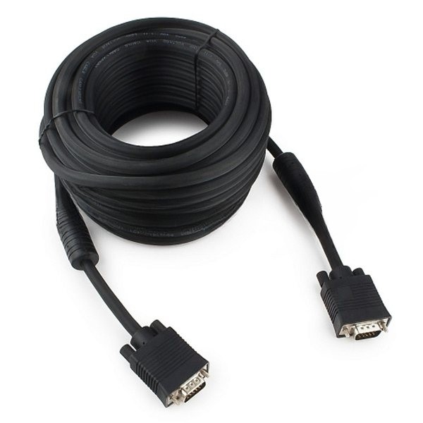 Кабель VGA Premium Cablexpert CC-PPVGA-15M-B, 15M/15M, 15м, черный, тройной экран, феррит.кольца, пакет