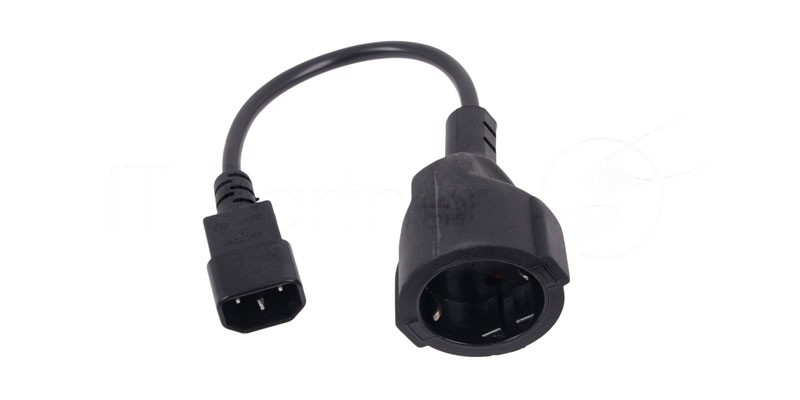 Кабель-переходник UPS->розетка VCOM (IE-320 C14 to Socket Type-F) 3Gx0,75мм VDE CE002