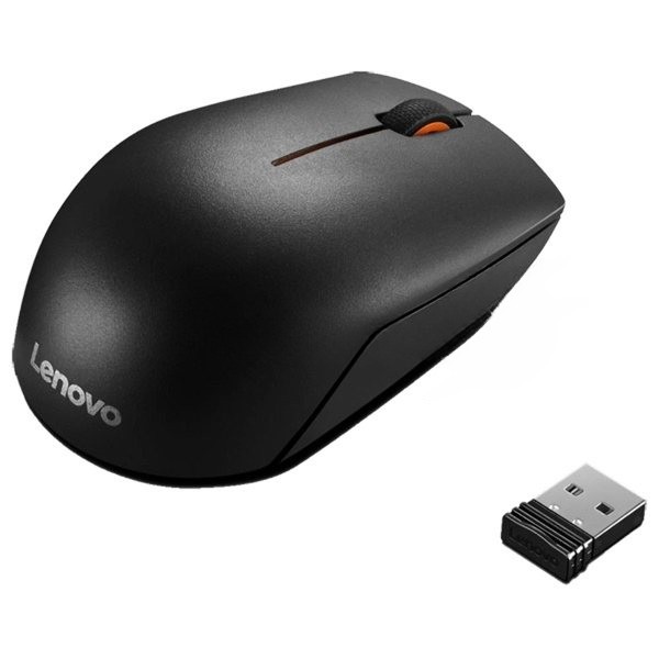 Мышь беспроводная Lenovo 300 черный, 1000 dpi, радиоканал, USB, кнопки - 3