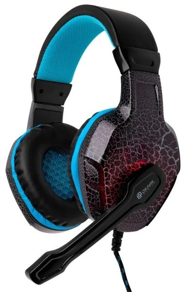 Наушники с микрофоном Оклик HS-L400G ZEUS черный/синий 2.2м мониторные оголовье