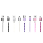 Кабель USB ACD-Style Lightning - USB-A 2-сторонние коннекторы, нейлон, 1м, фиолетовый