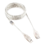Кабель Cablexpert USB2.0 Pro, AM/AF, 3м, экран, 2 феррит.кольца, прозрачный (CCF-USB2-AMAF-TR-10)