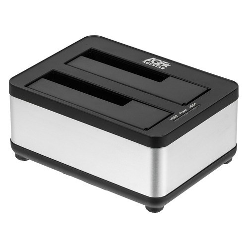 Докстанция 2x2,5"/3,5" SATAIII AgeStar 3UBT8 (SILVER) USB 3.0, пластик, серебристый