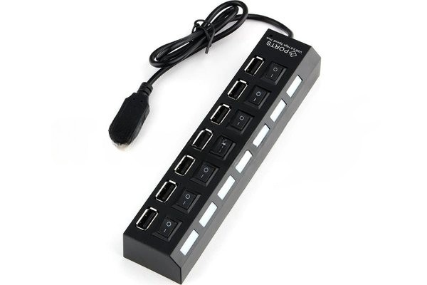 USB-концентратор Gembird UHB-U2P7-02, USB 2.0, USB 7 портов, USB/Адаптер: 5 В / 2 A
