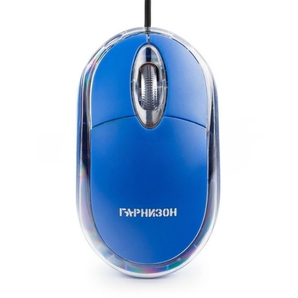 Мышь проводная Гарнизон GM-100B синий, 1000 dpi, USB, кнопки - 3