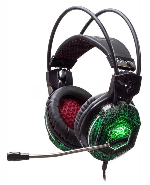 Гарнитура Oklick HS-L500G зелёный/чёрный, проводная, USB/3.5 мм